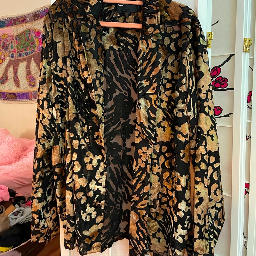 ASOS men’s Velvet and Sheer Leopard button down